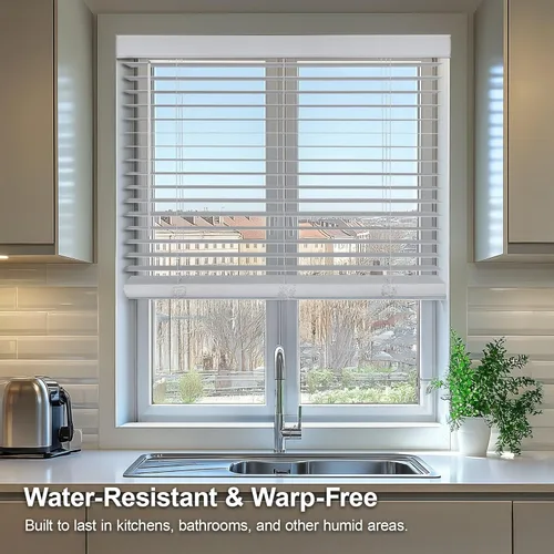 Vista 6 de CHICOLOGY Persianas de madera sintética, persianas de ventana, persianas de madera, cortinas de ventana, tratamientos de ventana, persianas