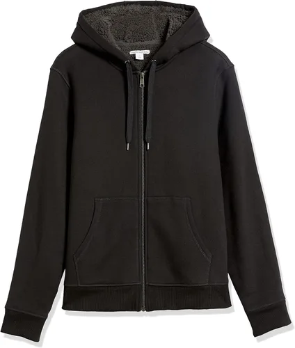 Vista 9 de Tienda Essentials Sudadera de vellón con capucha, con forro de sherpa y cierre completo de cremallera para hombre