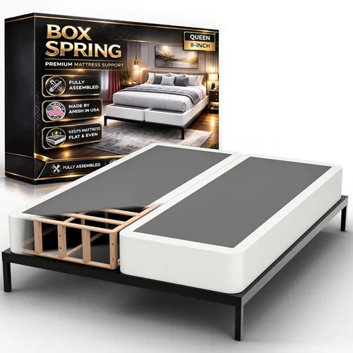 Vista 12 de Zayton, Box Spring Bed Base Twin Size, 2-Inch Wood Mattress Foundation - Amish Made in USA – Quiet Noise Free, 2-Pieces Under Mattress-Support