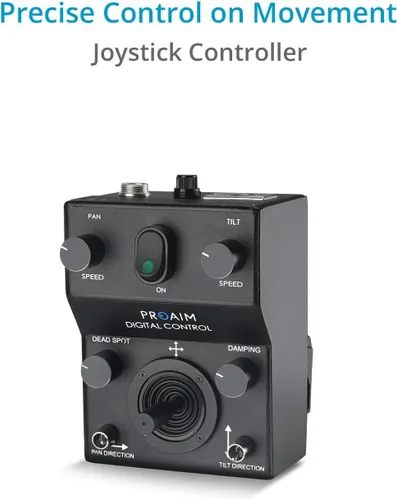 Vista 6 de PROAIM Cabezal de inclinación panorámica motorizado de 2 ejes con control de palanca de mando de 12 V para grúa de horca de cámara. Movimiento