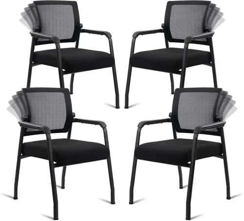 Vista 15 de KLASIKA Sillas de oficina sin ruedas Soporte lumbar ergonómico y cojín de asiento grueso, silla de escritorio con respaldo de malla ajustable