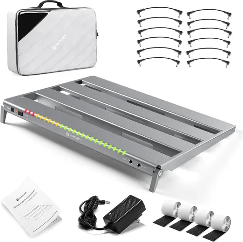 Vista 13 de Vangoa Pro Tablero de Pedales de Guitarra con Fuente de Alimentación Aislada de 12 V de Alta Corriente, PD-XL Plegable de Aluminio, Espacio