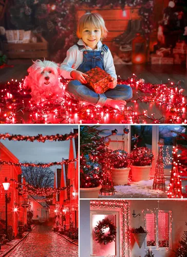 Vista 5 de Minetom Luces de Cadena Solares para Exteriores, 40 pies 100 Luces LED de Cadena Alimentadas por Energía Solar con 8 Modos de Iluminación, Luces