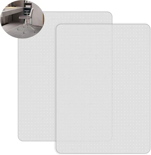 Vista 10 de Paquete de 2 tapetes para sillas de oficina, 48 x 30 pulgadas, protector de piso de plástico transparente resistente para suelos alfombrados de pelo
