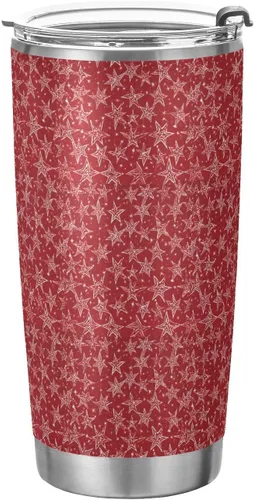 Red and White Stars Stainless Steel water bottle with straw with Lid and Straw travel mug for camping leakproof insulated tumbler termo para bebidas