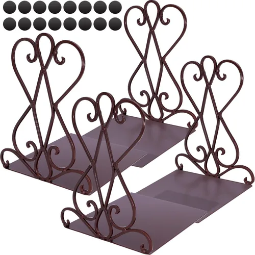 Vista 7 de Anwenk Sujetalibros vintage con extremos de libros de bronce resistente, base larga, arte de lujo, estilo retro antiguo, con almohadillas de fieltro