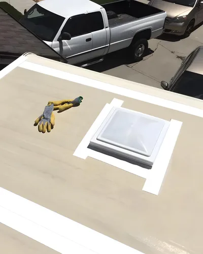 Vista 7 de Cinta selladora para techo de RV Kohree, 4 Pulgadas x 50 Pies de Cinta para Techo de RV Blanca, Cinta de Sellado Impermeable UV y Resistente al