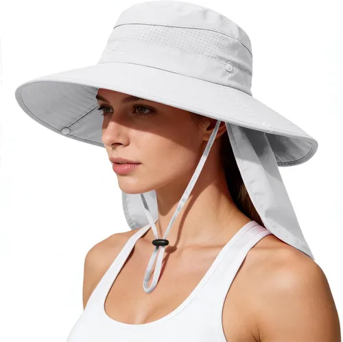 Vista 7 de Sombreros de sol para hombres y mujeres, protección UPF 50+, sombrero de Negro