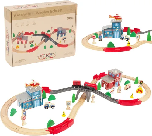 Vista 8 de Conjuntos de Trenes de Madera para Niños Pequeños, 9 Piezas de Tren de Juguete Magnético Compatible con Brio, Thomas, Melissa y Doug, para Niños
