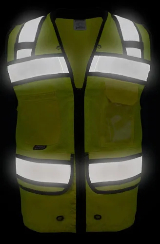 Vista 8 de SU350G Surveyors Clase 2 - Chaleco de seguridad con bolsillos para tablet y acolchado para el cuello, cumple con la norma ANSI/ISEA 107-2015, Verde