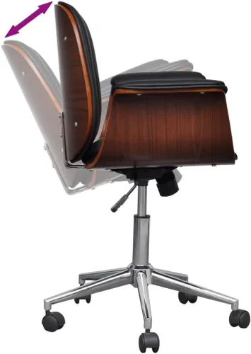 Vista 3 de vidaXL Silla de oficina de cuero sintético negro y marrón, madera curvada, hierro cromado
