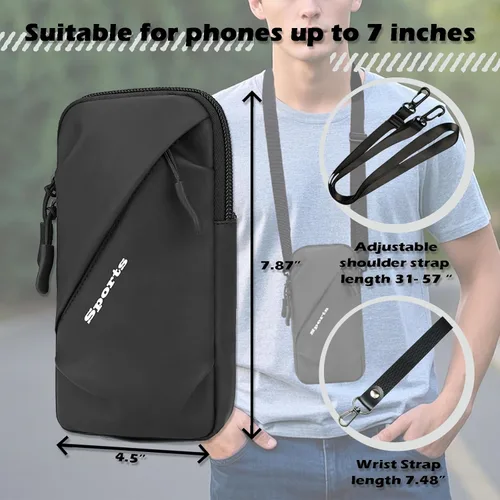 Vista 4 de Prime Comfort Funda para teléfono celular con correa cruzada ajustable, cordón para el cuello y correa para la muñeca, soporte para teléfono celular