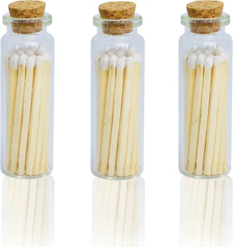 Chandler Studio 3 botellas – Más de 60 cerillas de seguridad en tarro – Strike On botella de vidrio de 2 pulgadas (20 tarros de cerillas, rosa)