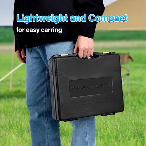 Vista 6 de WADEO Estufa de camping portátil de tres combustibles con bloqueador de viento, estufa de isobutano de propano 3 en 1 con funda de transporte
