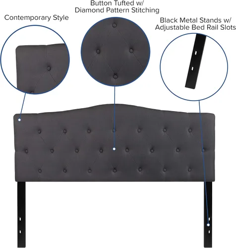 Vista 68 de BizChair Cabecero tapizado capitoné tamaño individual en tela blanca