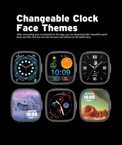 Vista 8 de Reloj inteligente resistente al agua, pantalla táctil HD de 1.72 pulgadas, rastreador avanzado de salud con más de 100 modos de ejercicio Negro