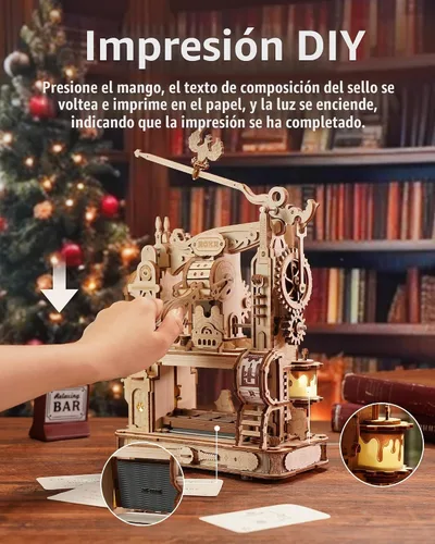 Vista 2 de ROKR Rompecabezas 3D para adultos, rompecabezas de madera, juegos de construcción de modelos de prensa de impresión clásica, manualidades de madera