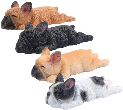 Paquete de 4 imanes magnéticos 3D para nevera, bulldog francés para dormir, imán de oficina, accesorio de cocina, decoración de juguete, adorno para