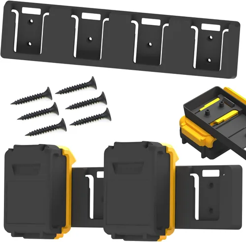 Vista 9 de Estante de Batería Compatible con Soporte de Batería DeWalt 20V, Montaje de 4 Ranuras para Batería a Granel Herramienta de Garaje, Herramientas