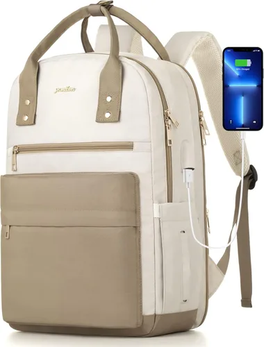 Vista 10 de YAMTION Mochila para computadora portátil para mujer, mochila escolar con cargador, mochilas estéticas para computadora para niñas, mochila