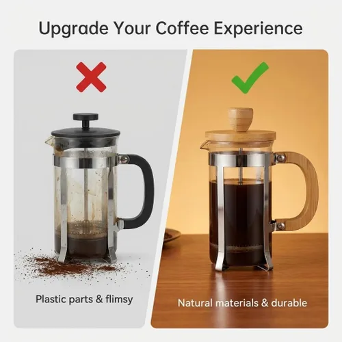 Vista 5 de Sivaphe Cafetera de prensa francesa de 12 onzas con filtro de acero inoxidable, jarra de borosilicato de alta calidad de 0.35 litros, cafetera