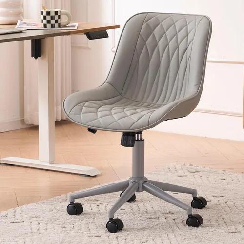 Vista 68 de YOUNIKE Silla de escritorio de oficina en casa con ruedas, silla de tocador sin brazos con respaldo, cómoda y moderna silla tapizada de cuero
