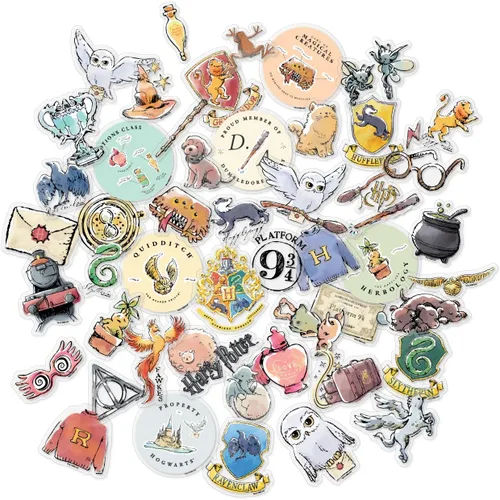 Vista 2 de ConQuest Journals - Calcomanías transparentes de acuarela de Harry Potter, impermeables, resistentes a los rayos UV y a los arañazos, calcomanías