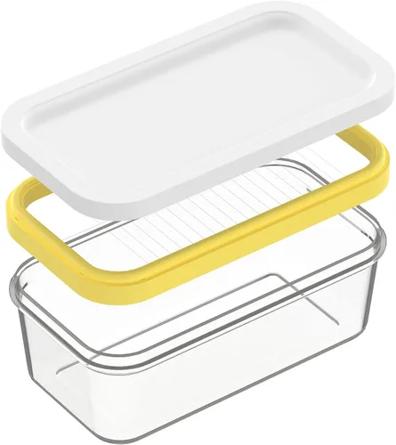 Vista 12 de UNIVIVO Cortador de Mantequilla de Plástico, Envase de Mantequilla con Tapa para Nevera, Corte Fácil de Dos Barras de Mantequilla de 4oz