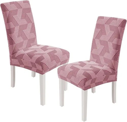 Vista 44 de JIVINER - Juego de 2 fundas elásticas para sillas de comedor, fundas geométricas de jacquard para sillas de comedor, fundas lavables para sillas