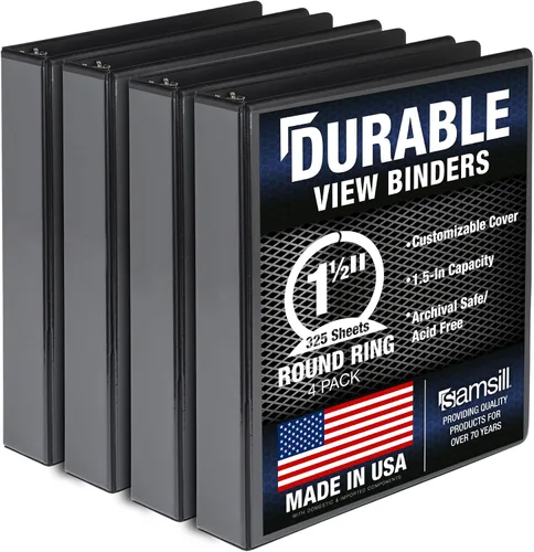 Vista 11 de Samsill Durable - carpeta negra redonda de cartón, Negro