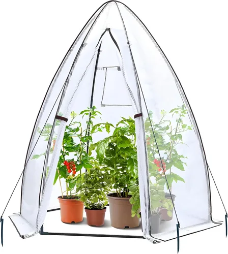 Invernadero portátil para exteriores, Ohuhu carpa invernadero resistente con cubierta de PE duradera, protector de plantas de jardín con puerta con
