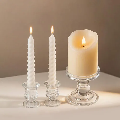 CHILL RECIPE Unity - Portavelas de cristal para velas de pilar, velas cónicas, juego de 3 portavelas cónicos de cristal para centro de mesa de boda