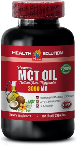 Vista 2 de Suplementos de apoyo energético, aceite MCT, 3600 mg, triglicéridos de cadena media 100% puro, aceite mct hecho con aceite de coco, píldoras