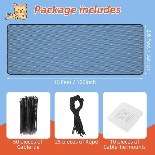 Vista 2 de Barandilla Guard de 10 pies de largo x 2.6 pies de alto, red de seguridad para cubierta a prueba de bebés, red de malla de balcón, malla de riel