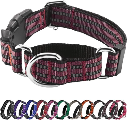 Vista 24 de Collar Martingale para perros, a prueba de escape reflectante, amarillo, M Sin tirones sin asfixia, nailon suave con hebilla de liberación rápida