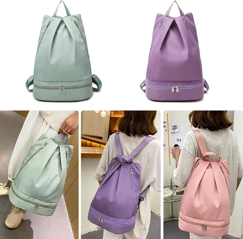 Vista 2 de Gym Bag Dry Wet Swimming Backpack with Shoe Compartment Fashion Rucksack Casual Daypack for Women Men