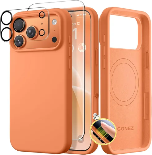 Vista 878 de GONEZ Funda magnética para iPhone 14, compatible con Magsafe, con protector de pantalla + protector de cámara, forro de microfibra antiarañazos