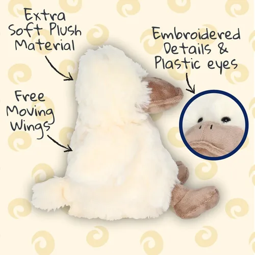 Vista 4 de WISHPETS 10" Sitting Creamy Duck Stuffed Animal Plush Toy