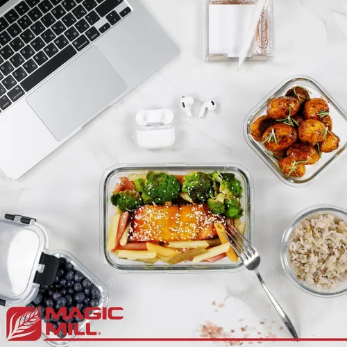 Vista 6 de Recipientes de vidrio de borosilicato premium de Magic Mill con tapas Juego de 24 piezas con 12 tazones y 12 tapas herméticas con cierre