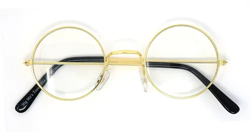 Vista 3 de Big Mo's Toys Gafas de disfraz redondas con montura dorada, 1 par