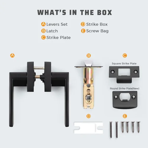 Vista 6 de KNOBWELL Paquete de 1 manija de puerta interior negra para uso en interiores, reversible para izquierda y derecha sin llave