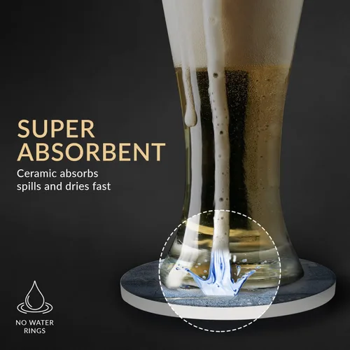 Vista 6 de Emerson - Posavasos absorbentes para bebidas, juego de posavasos de piedra natural con soporte, posavasos para mesa de café, protección de mesa