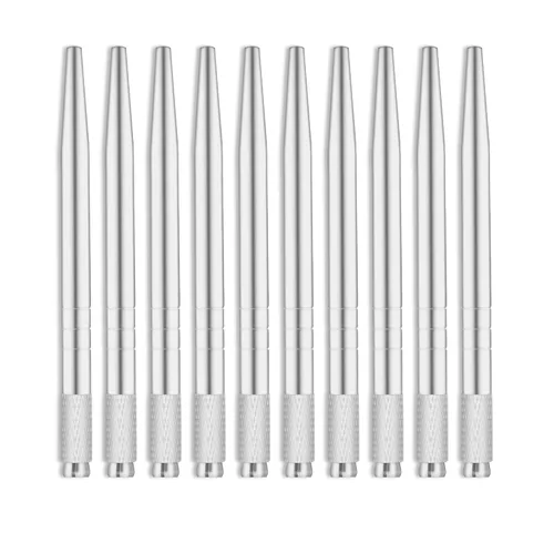 Pluma de Microblading, 10 piezas, plata, pluma del tatuaje de la ceja para el maquillaje permanente