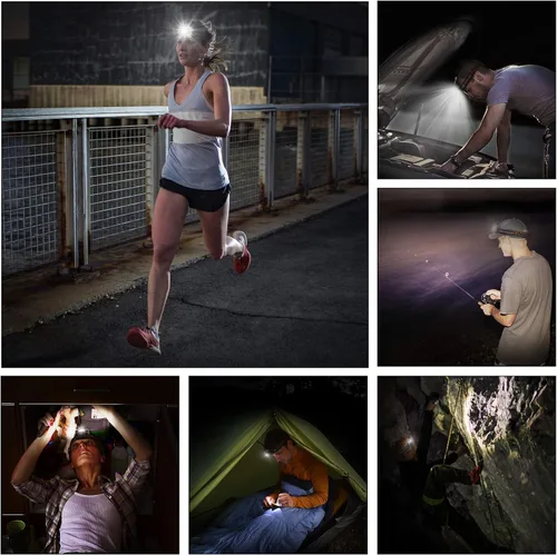 Vista 6 de Linterna frontal recargable, 2 paquetes, faros LED, faros delanteros para adultos, linterna con luces blancas rojas, lámpara de cabeza impermeable