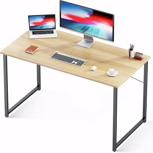 Vista 10 de Coleshome Escritorio para computadora de 48 pulgadas, escritorio moderno de estilo simple para oficina en casa, escritorio de estudio para Roble gris