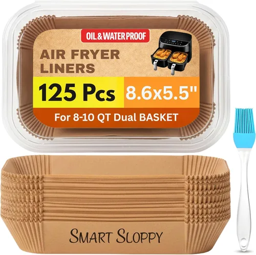 Vista 8 de Forros para freidora de aire, forro de papel pergamino desechable, insertos de cesta de freidora de aire, hojas de filtro (125, 8 pulgadas, redondas)