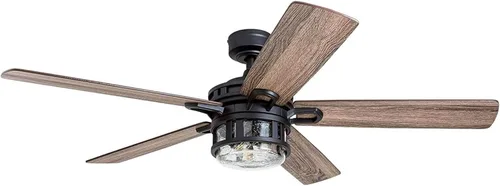 Honeywell Ceiling Fans Bonterra Modern - Ventilador de techo de 52 pulgadas con luz, control remoto, ventilador LED para interiores con 5 aspas,