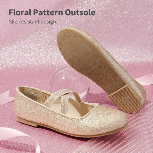 Vista 5 de DREAM PAIRS Zapatos de vestir de bailarina para niñas, zapatos planos Mary Jane