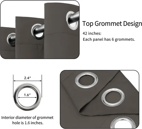 Vista 44 de Easy-Going - Cortinas opacas para dormitorio, aislamiento térmico sólido con ojales, cortinas de ventana para reducción de ruido, cortinas