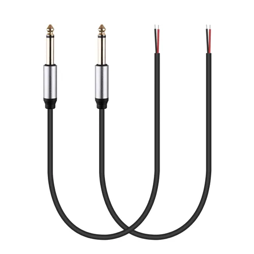 Vista 2 de HIEbee Reemplazo de 0.250 in macho a cable desnudo extremo abierto TS 2 polos mono 1/4 pulgadas 0.250 in conector conector conector de audio